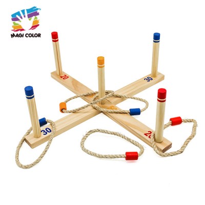 Children outdoor simple play game toy toddler wooden ring toss game set for children W01D064